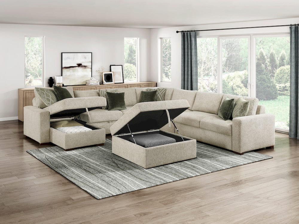 Homelegance  - Isla 6-Piece Sectional W/ Reversible Chaise, Pull-out Bed and Ottoman in Sage Sand - 8548x7VC2ACR2ACLACAOT  view 12