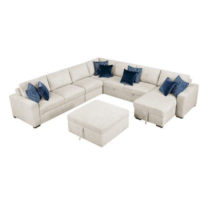 Homelegance  - Isla 6-Piece Sectional W/ Reversible Chaise, Pull-out Bed, Hidden Storage and Ottoman in Beige - 8548BEx7VC2ACR2ACLACAOT  view 1