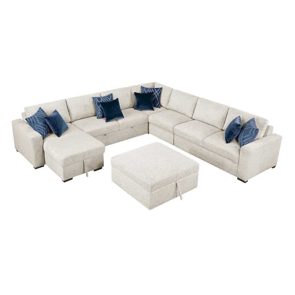 Homelegance  - Isla 6-Piece Sectional W/ Reversible Chaise, Pull-out Bed, Hidden Storage and Ottoman in Beige - 8548BEx7VC2ACR2ACLACAOT  view 7