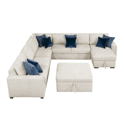 Homelegance  - Isla 6-Piece Sectional W/ Reversible Chaise, Pull-out Bed, Hidden Storage and Ottoman in Beige - 8548BEx7VC2ACR2ACLACAOT  view 8