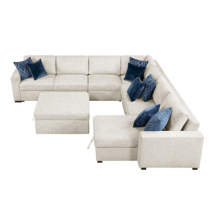 Homelegance  - Isla 6-Piece Sectional W/ Reversible Chaise, Pull-out Bed, Hidden Storage and Ottoman in Beige - 8548BEx7VC2ACR2ACLACAOT  view 10