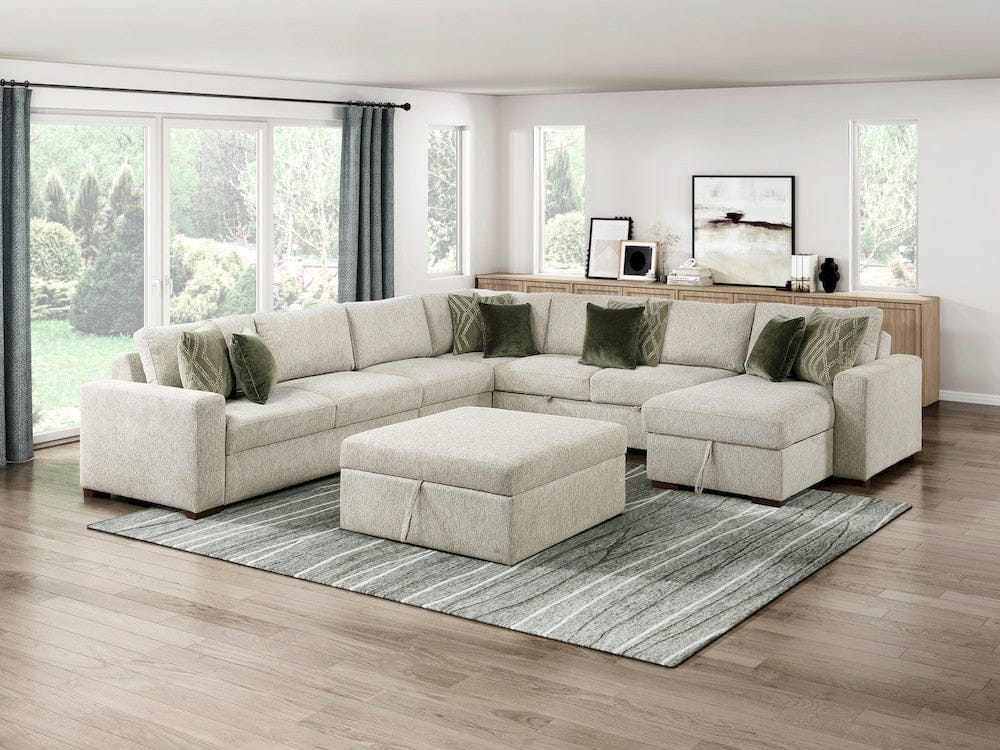 Homelegance  - Isla Storage Ottoman W/ Casters in Sage Sand - 8548-OT  view 3