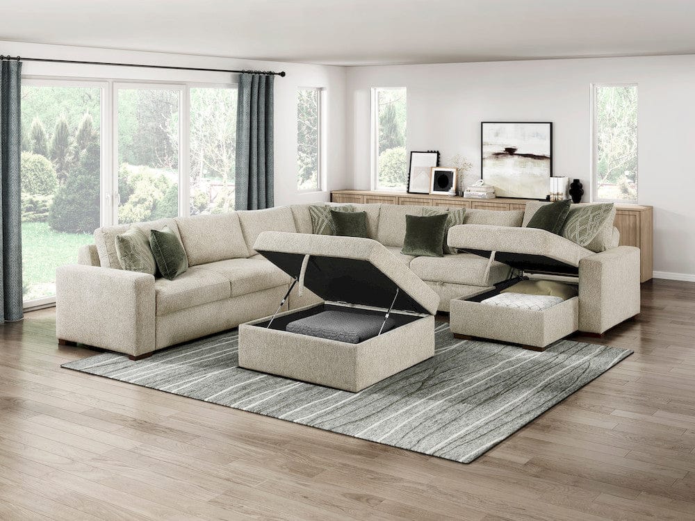 Homelegance  - Isla Storage Ottoman W/ Casters in Sage Sand - 8548-OT  view 7
