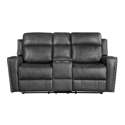 Homelegance  - Kellen Double Reclining Love Seat W/ Center Console in Smoky gray - 9515DGY-2  view 1