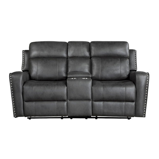 Homelegance  - Kellen Double Reclining Love Seat W/ Center Console in Smoky gray - 9515DGY-2  view 1