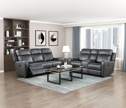 Homelegance  - Kellen Double Reclining Love Seat W/ Center Console in Smoky gray - 9515DGY-2  view 4