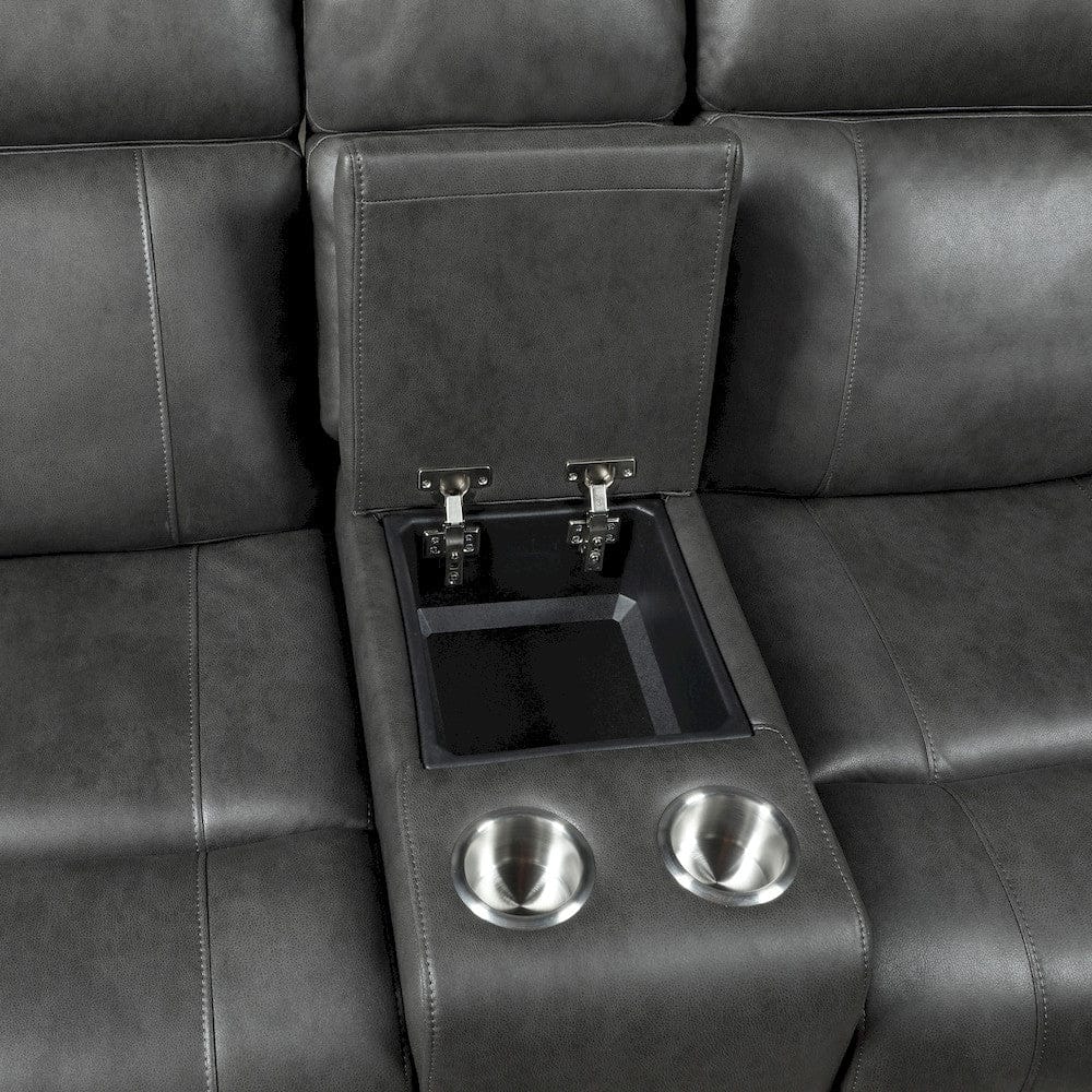 Homelegance  - Kellen Double Reclining Love Seat W/ Center Console in Smoky gray - 9515DGY-2  view 9