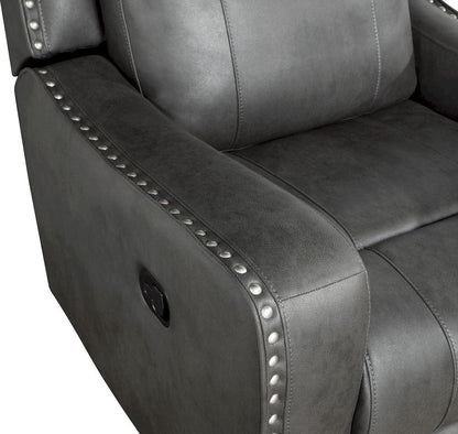 Homelegance  - Kellen Double Reclining Love Seat W/ Center Console in Smoky gray - 9515DGY-2  view 10
