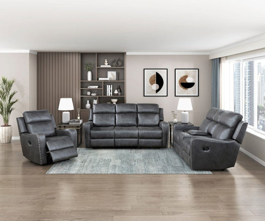 Homelegance  - Kellen Double Reclining Sofa in Smoky gray - 9515DGY-3  view 2