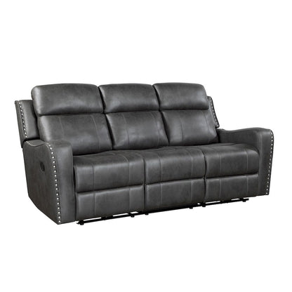 Homelegance  - Kellen Double Reclining Sofa in Smoky gray - 9515DGY-3  view 3