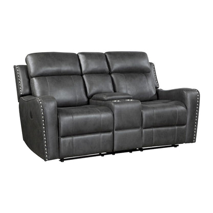 Homelegance  - Kellen Power Double Reclining Love Seat W/ Center Console in Smoky gray - 9515DGY-2PW  view 2