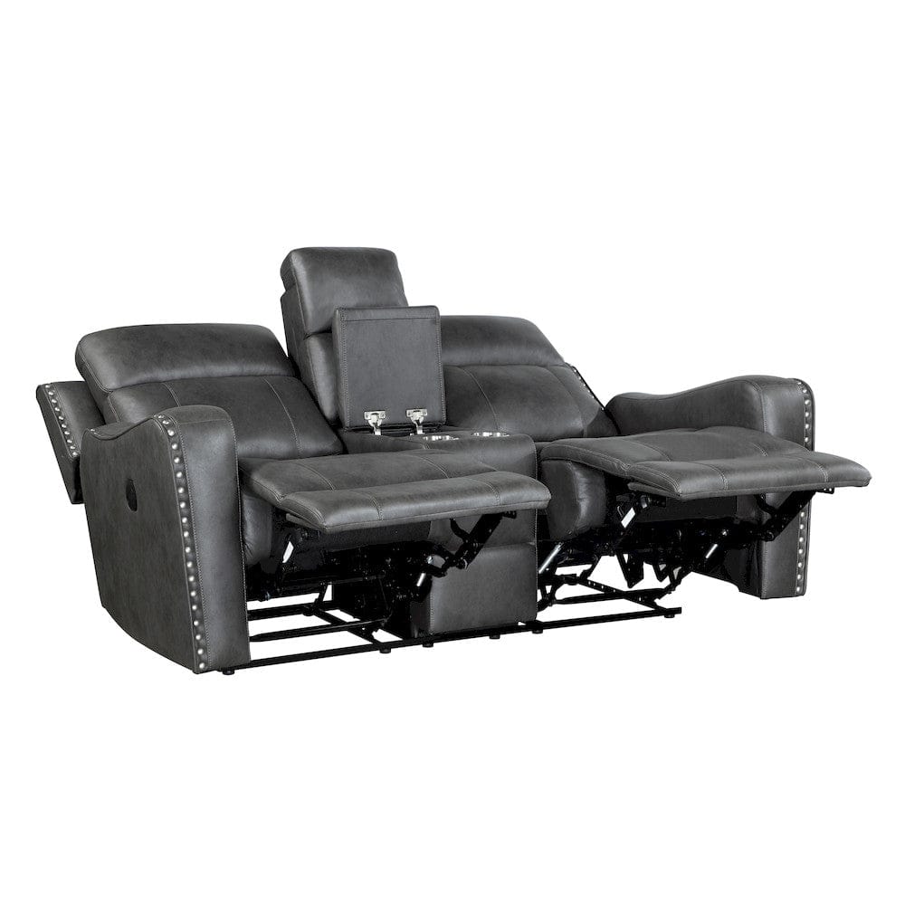 Homelegance  - Kellen Power Double Reclining Love Seat W/ Center Console in Smoky gray - 9515DGY-2PW  view 4