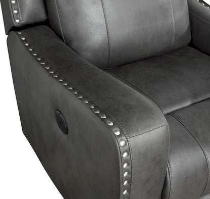Homelegance  - Kellen Power Double Reclining Love Seat W/ Center Console in Smoky gray - 9515DGY-2PW  view 6