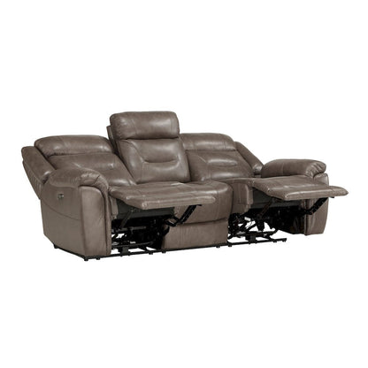 Homelegance  - Kennett Power Double Reclining Sofa W/ Power Headrests and USB Ports in Brownish gray - 9528BRG-3PWH  view 3