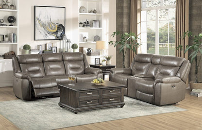 Homelegance  - Kennett Power Double Reclining Sofa W/ Power Headrests and USB Ports in Brownish gray - 9528BRG-3PWH  view 4