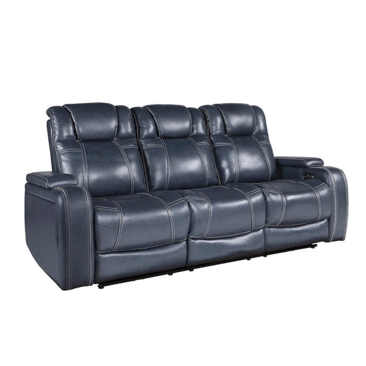 Homelegance  - Keziah Power Double Reclining Sofa W/ Power Headrests and Storage Arms in Blue - 9640BU-3PWH  view 1