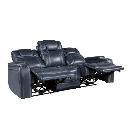 Homelegance  - Keziah Power Double Reclining Sofa W/ Power Headrests and Storage Arms in Blue - 9640BU-3PWH  view 3