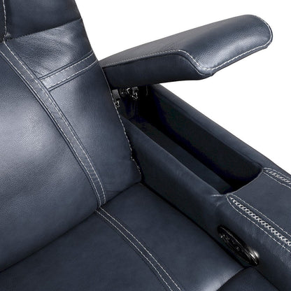 Homelegance  - Keziah Power Double Reclining Sofa W/ Power Headrests and Storage Arms in Blue - 9640BU-3PWH  view 5