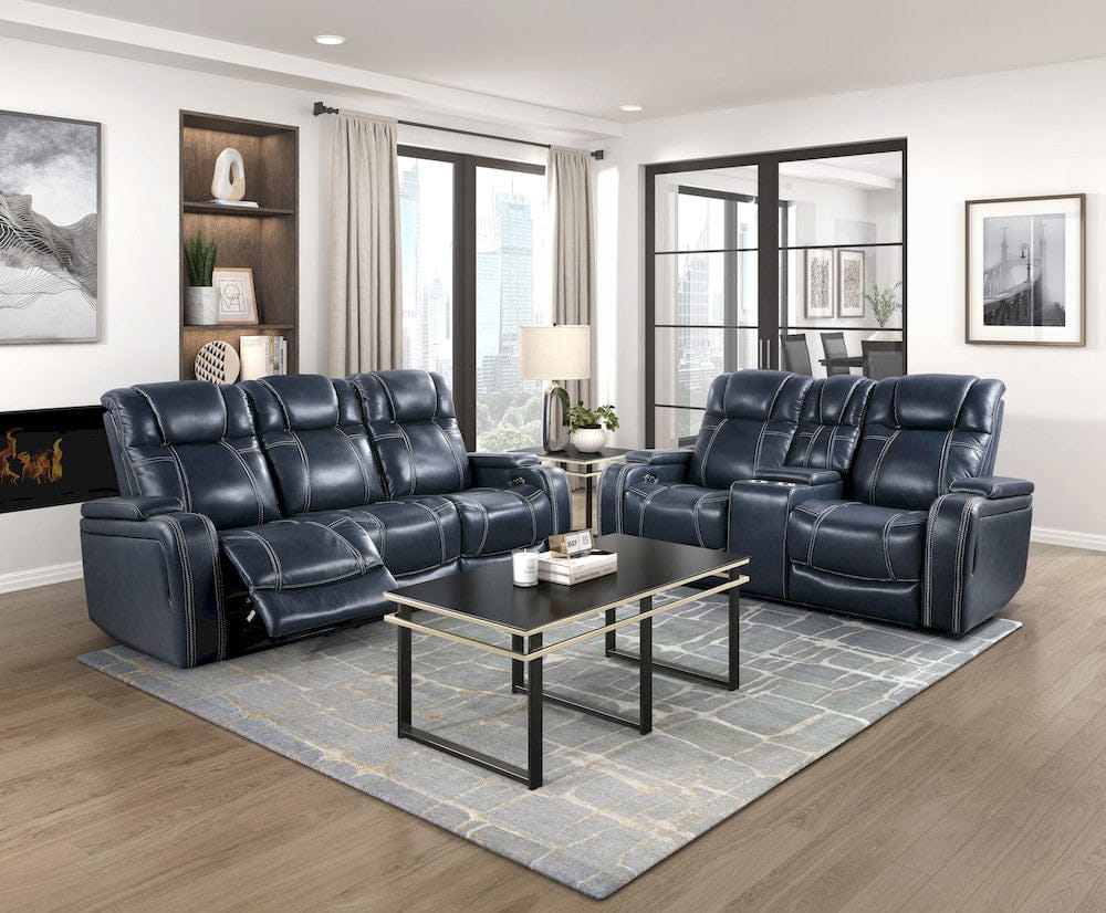 Homelegance  - Keziah Power Double Reclining Sofa W/ Power Headrests and Storage Arms in Blue - 9640BU-3PWH  view 6