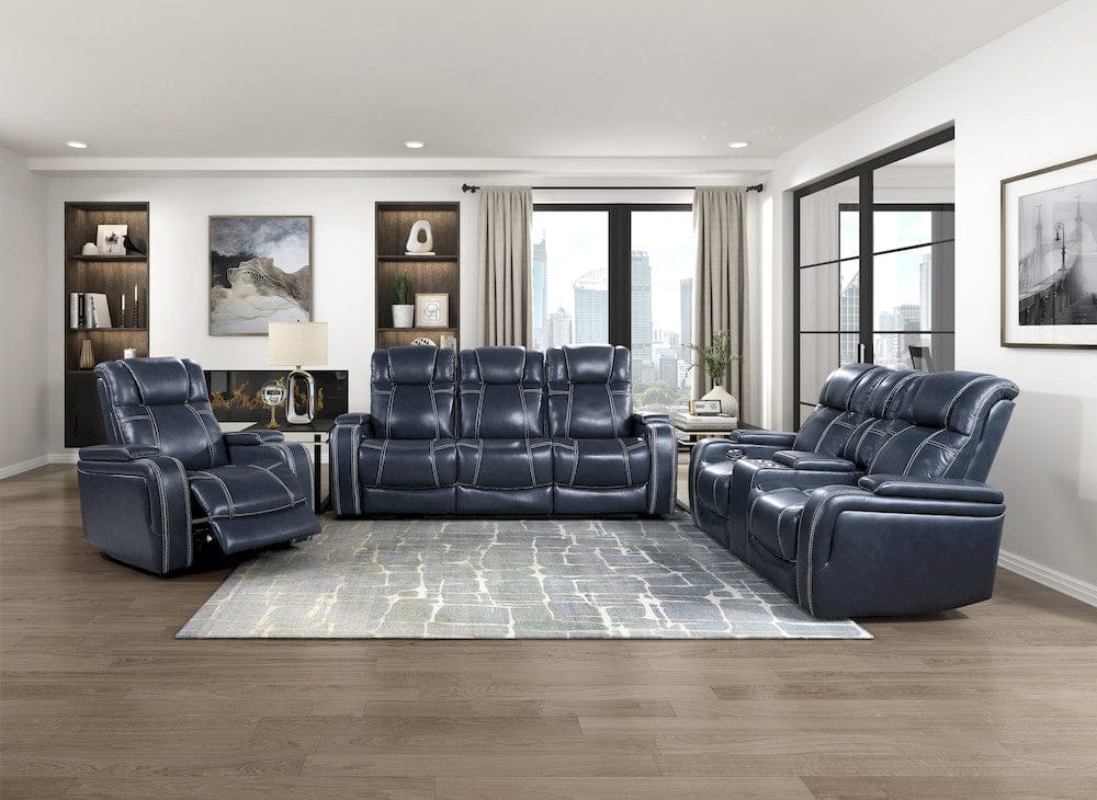 Homelegance  - Keziah Power Double Reclining Sofa W/ Power Headrests and Storage Arms in Blue - 9640BU-3PWH  view 7