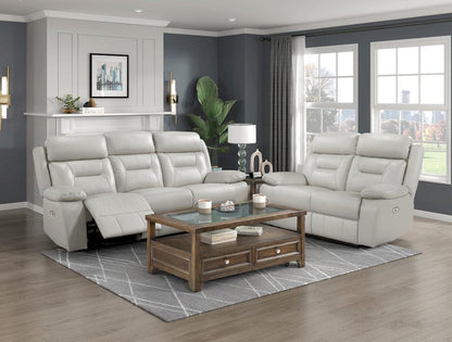 Homelegance  - Laconia Power Double Reclining Sofa in Silver - 9629SVE-3PW  view 5
