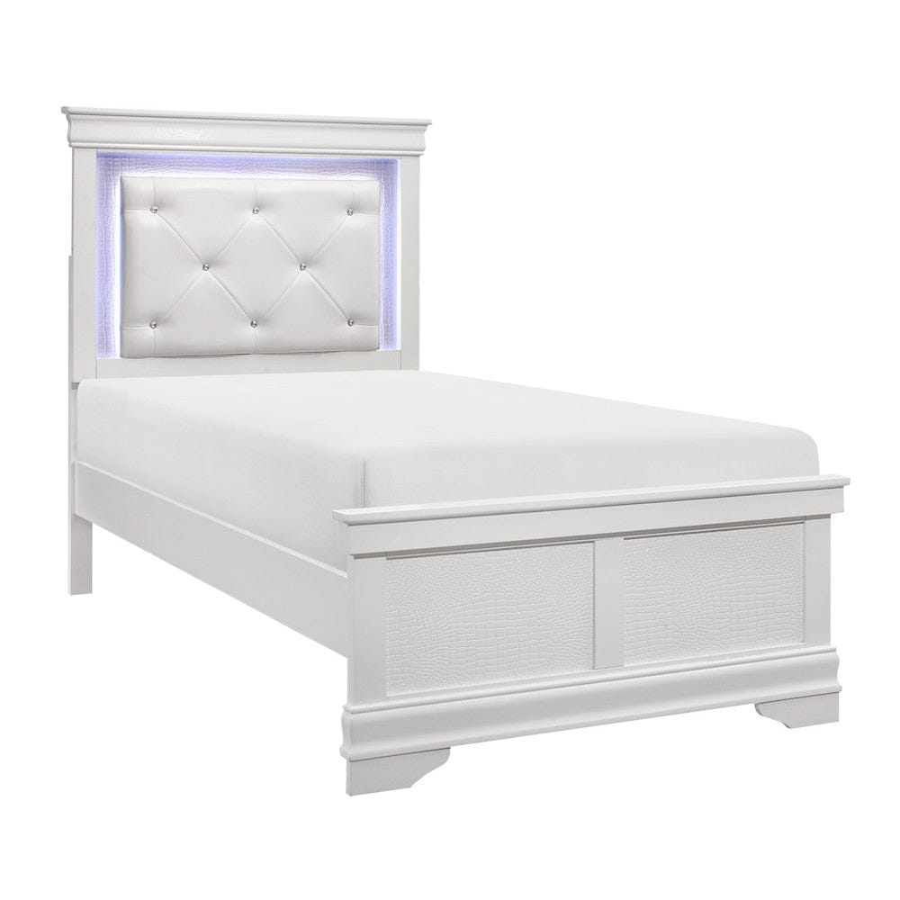 Homelegance  - Lana Twin Bed W/ LED Lighting in White - 1556WT-1x  view 1