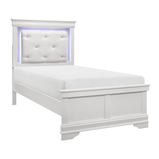 Homelegance  - Lana Twin Bed W/ LED Lighting in White - 1556WT-1x  view 1