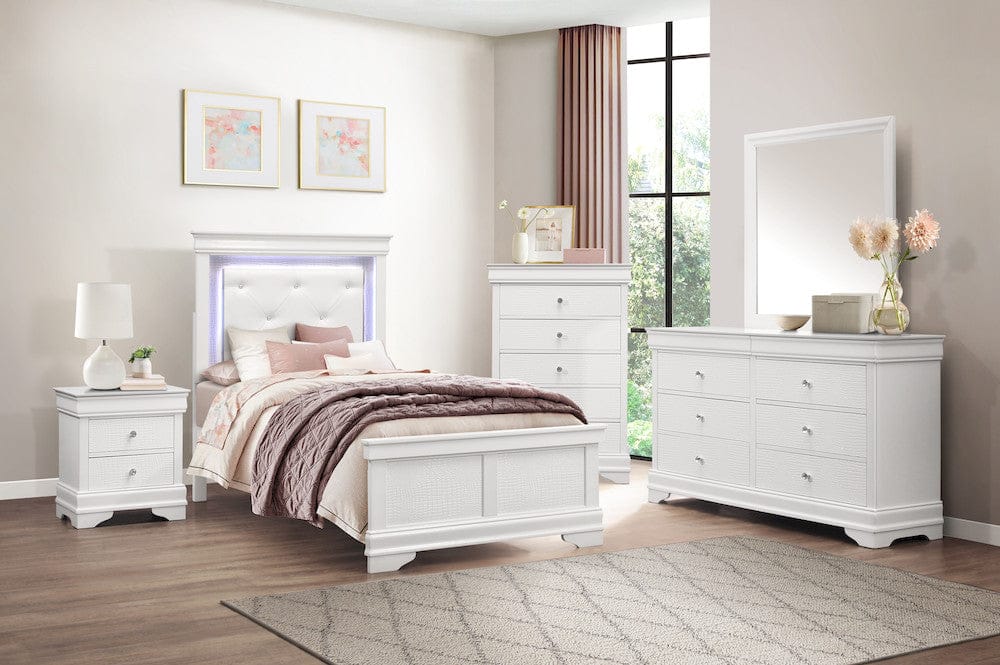 Homelegance  - Lana Twin Bed W/ LED Lighting in White - 1556WT-1x  view 2