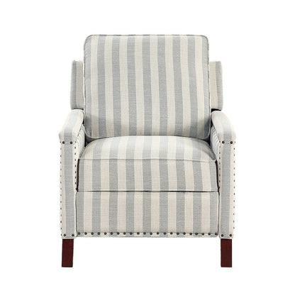 Homelegance  - Landrum Push Back Reclining Chair in Beige with grayish blue stripe pattern - 9257NF-1  view 1