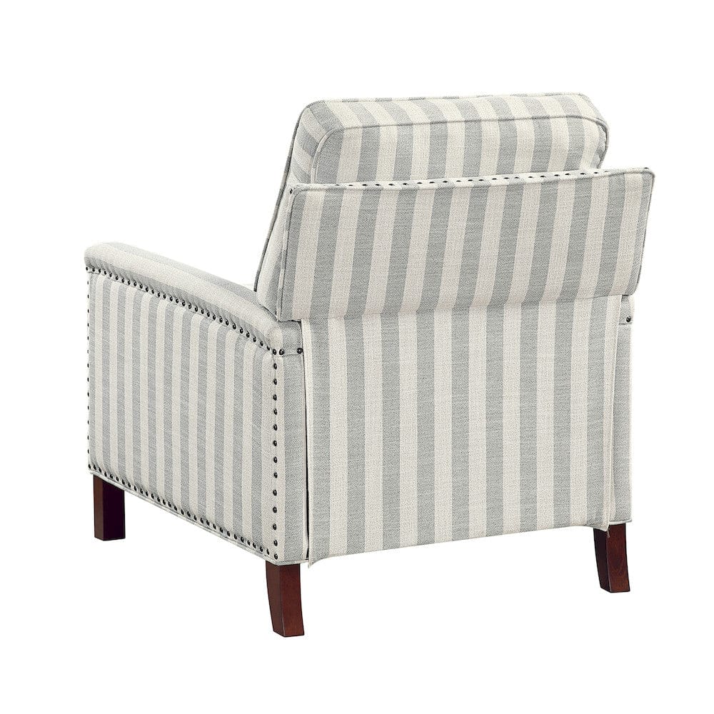 Homelegance  - Landrum Push Back Reclining Chair in Beige with grayish blue stripe pattern - 9257NF-1  view 2