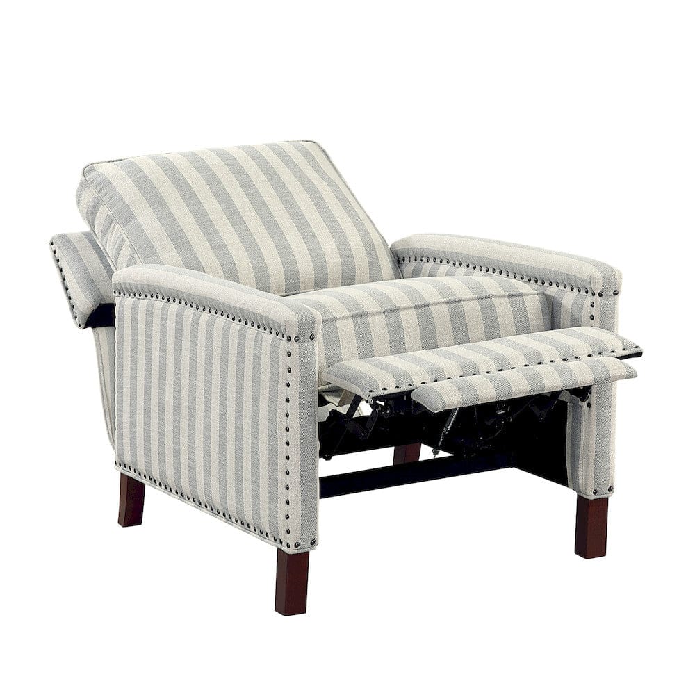 Homelegance  - Landrum Push Back Reclining Chair in Beige with grayish blue stripe pattern - 9257NF-1  view 4