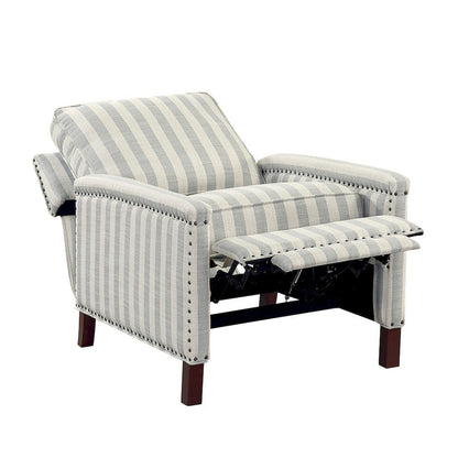 Homelegance  - Landrum Push Back Reclining Chair in Beige with grayish blue stripe pattern - 9257NF-1  view 4