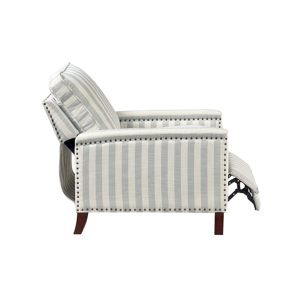 Homelegance  - Landrum Push Back Reclining Chair in Beige with grayish blue stripe pattern - 9257NF-1  view 5