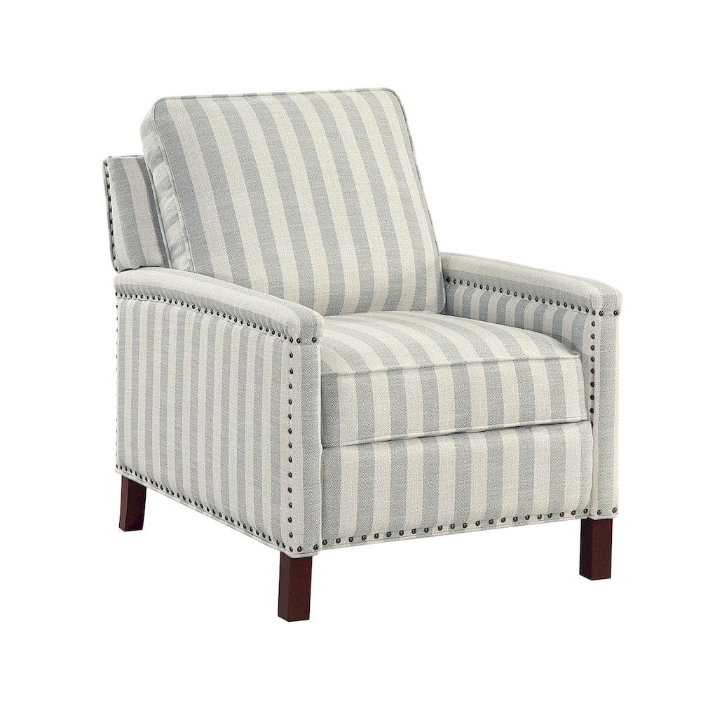 Homelegance  - Landrum Push Back Reclining Chair in Beige with grayish blue stripe pattern - 9257NF-1  view 6
