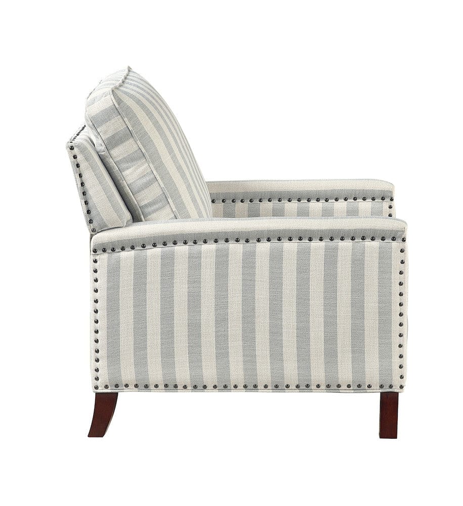 Homelegance  - Landrum Push Back Reclining Chair in Beige with grayish blue stripe pattern - 9257NF-1  view 7