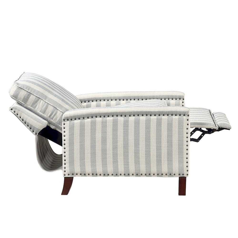 Homelegance  - Landrum Push Back Reclining Chair in Beige with grayish blue stripe pattern - 9257NF-1  view 8
