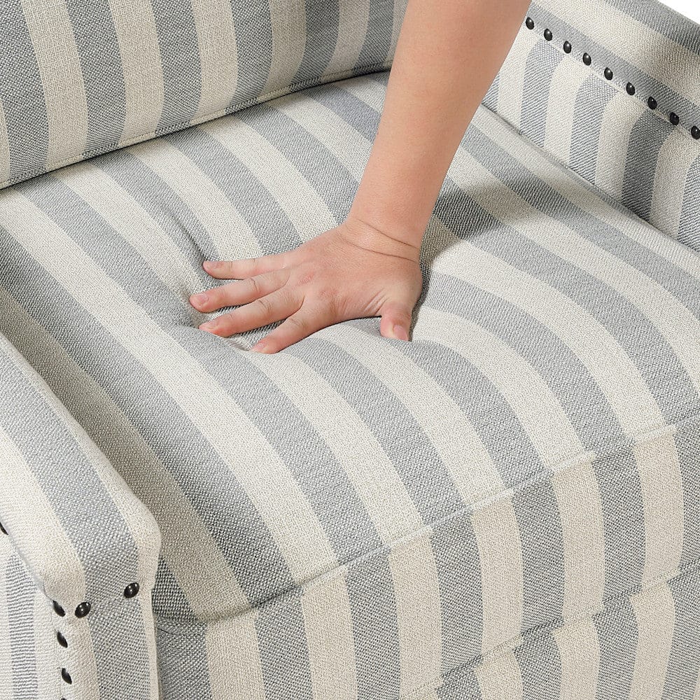 Homelegance  - Landrum Push Back Reclining Chair in Beige with grayish blue stripe pattern - 9257NF-1  view 10