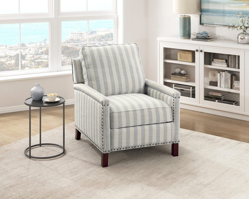 Homelegance  - Landrum Push Back Reclining Chair in Beige with grayish blue stripe pattern - 9257NF-1  view 11