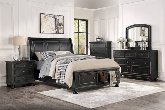Homelegance  - Laurelin Queen Sleigh Platform Bed W/ Footboard Storage - 1714BK-1x  view 2