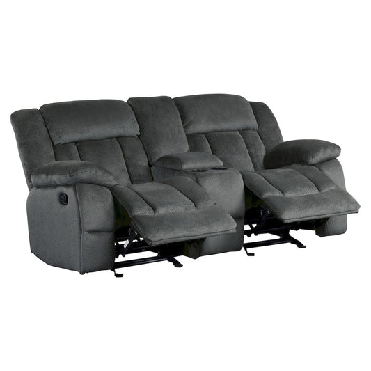 Homelegance  - Laurelton Double Glider Reclining Love Seat W/ Center Console in Charcoal - 9636CC-2  view 1