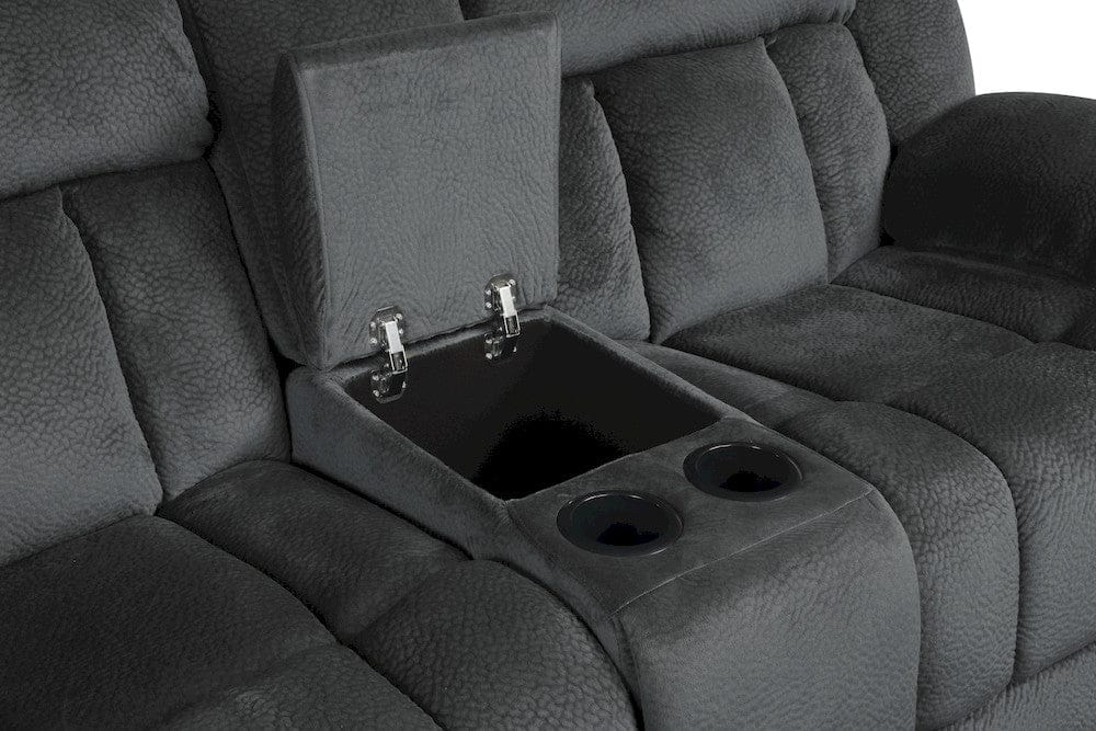 Homelegance  - Laurelton Double Glider Reclining Love Seat W/ Center Console in Charcoal - 9636CC-2  view 3
