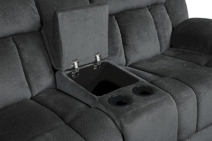 Homelegance  - Laurelton Double Glider Reclining Love Seat W/ Center Console in Charcoal - 9636CC-2  view 3