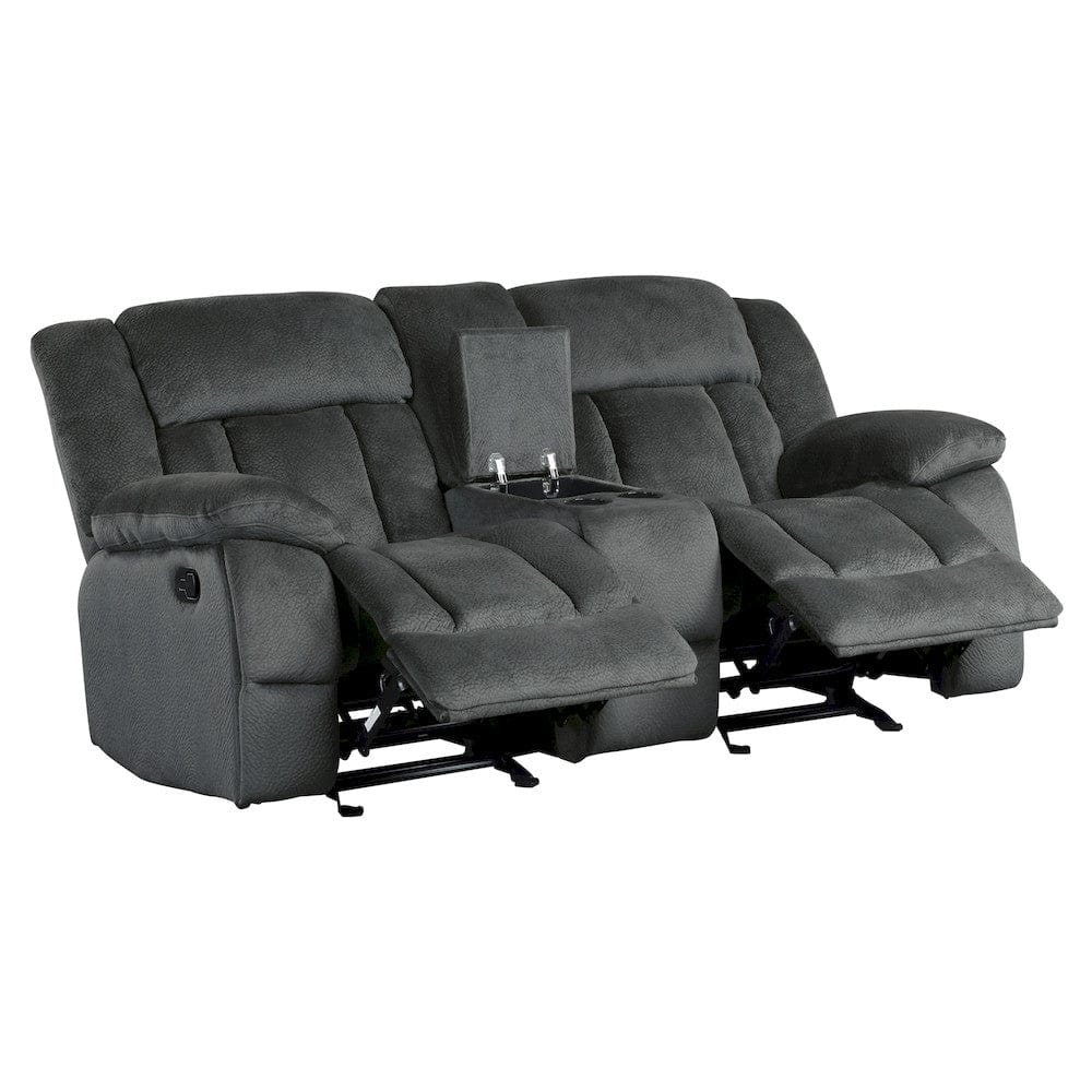 Homelegance  - Laurelton Double Glider Reclining Love Seat W/ Center Console in Charcoal - 9636CC-2  view 9