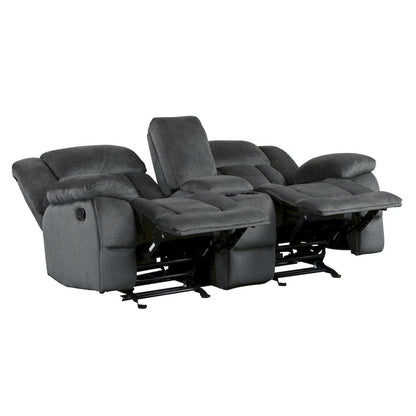 Homelegance  - Laurelton Double Glider Reclining Love Seat W/ Center Console in Charcoal - 9636CC-2  view 10