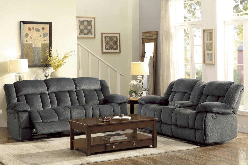 Homelegance  - Laurelton Double Reclining Sofa in Charcoal - 9636CC-3  view 2