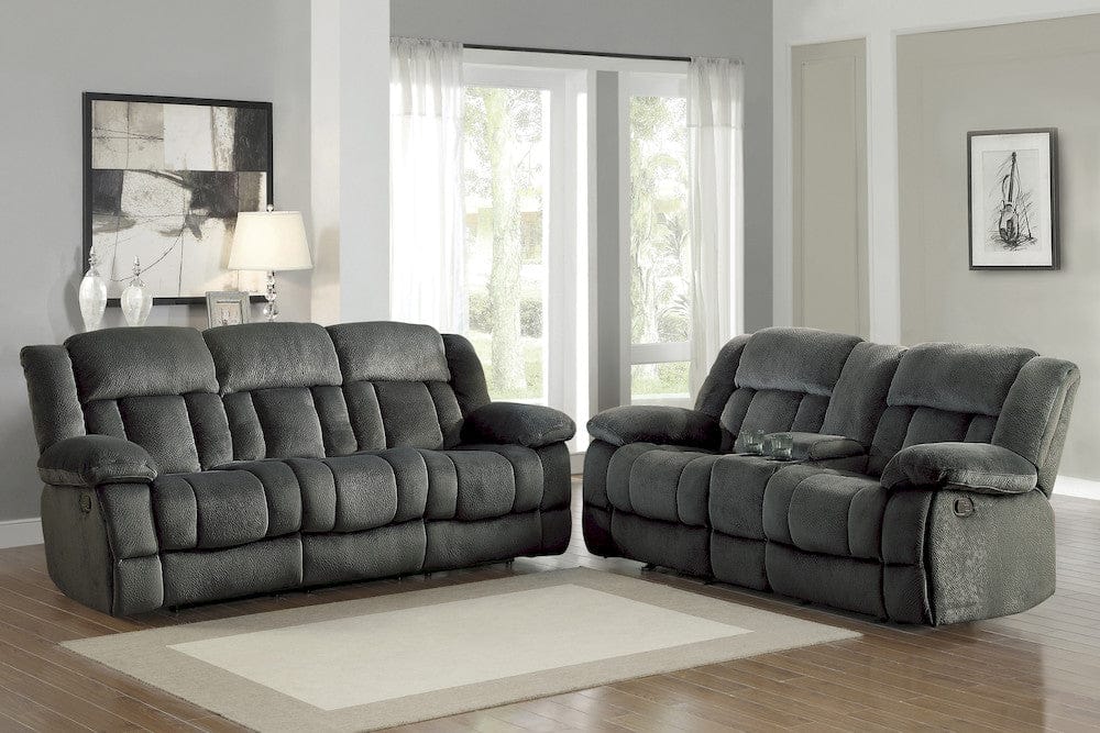 Homelegance  - Laurelton Double Reclining Sofa in Charcoal - 9636CC-3  view 3