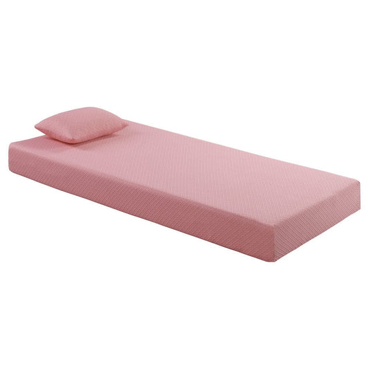 Homelegance  - Leo 7" Pink Twin Gel-Infused Memory Foam Mattress and Pillow Set in Pink - MT-PG07PKT  view 1