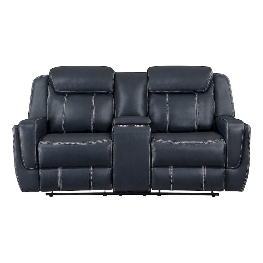 Homelegance  - Littleton Double Reclining Love Seat W/ Center Console, Receptacles and USB Ports in Blue - 8516BU-2  view 1