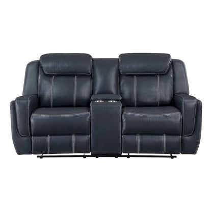Homelegance  - Littleton Double Reclining Love Seat W/ Center Console, Receptacles and USB Ports in Blue - 8516BU-2  view 1