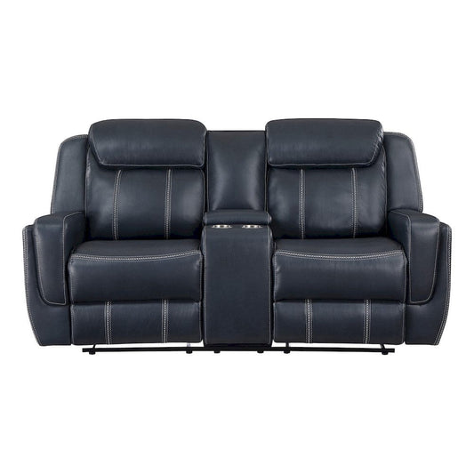 Homelegance  - Littleton Double Reclining Love Seat W/ Center Console, Receptacles and USB Ports in Blue - 8516BU-2  view 1